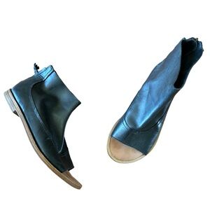 KELSI DAGGER BROOKLYN Carter Bootie Sandals Open Round Toe Black Leather Size 7